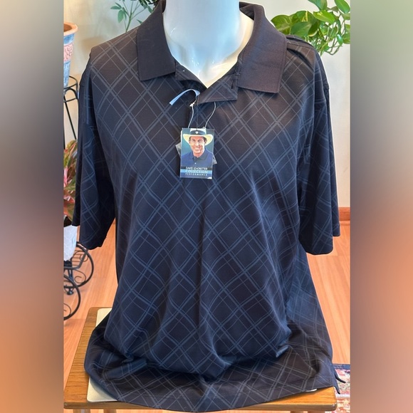 NWT Jos. A. Bank Men’s Leadbetter Golf Performance Polo Shirt Black Plaid XL - Picture 1 of 14